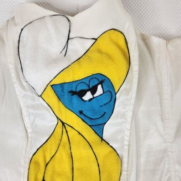 Vintage Smurf Smurfette Lace Up Over Bust Corset Top White Womens M Cosplay - Picture 2 of 9